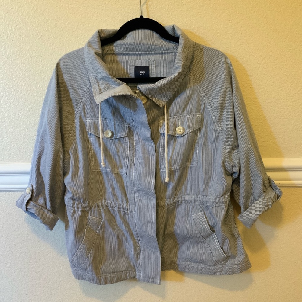 Gap Blue and White Striped Light Jacket